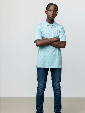 abercrombie kids Light Blue Polo with Small Navy Motifs